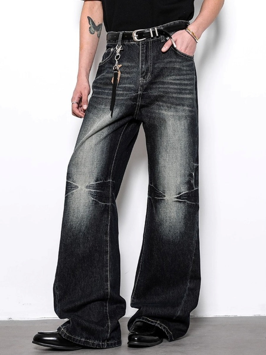 Vintage Washed Whiskers Flared Jeans BL1010