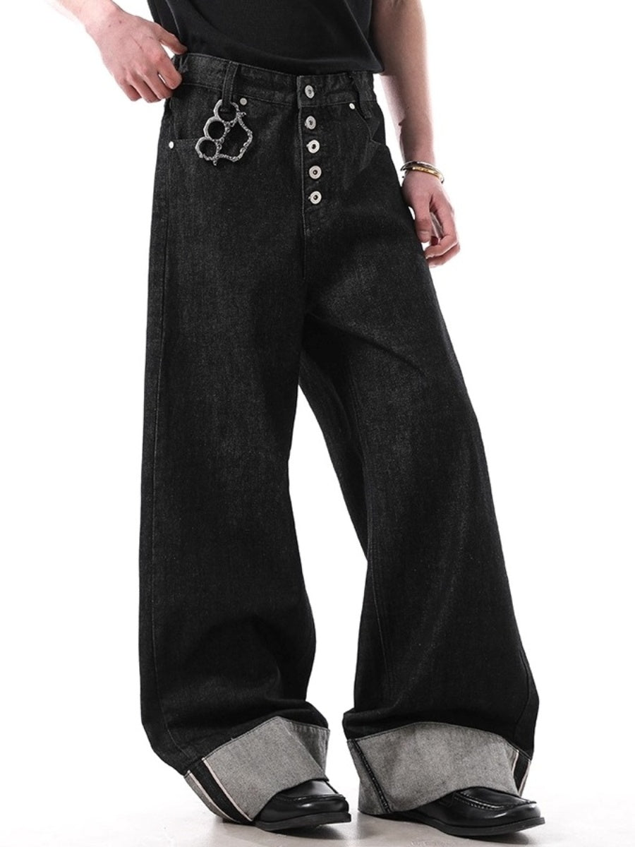 Breasted Red Ear Wide Jeans BL1013