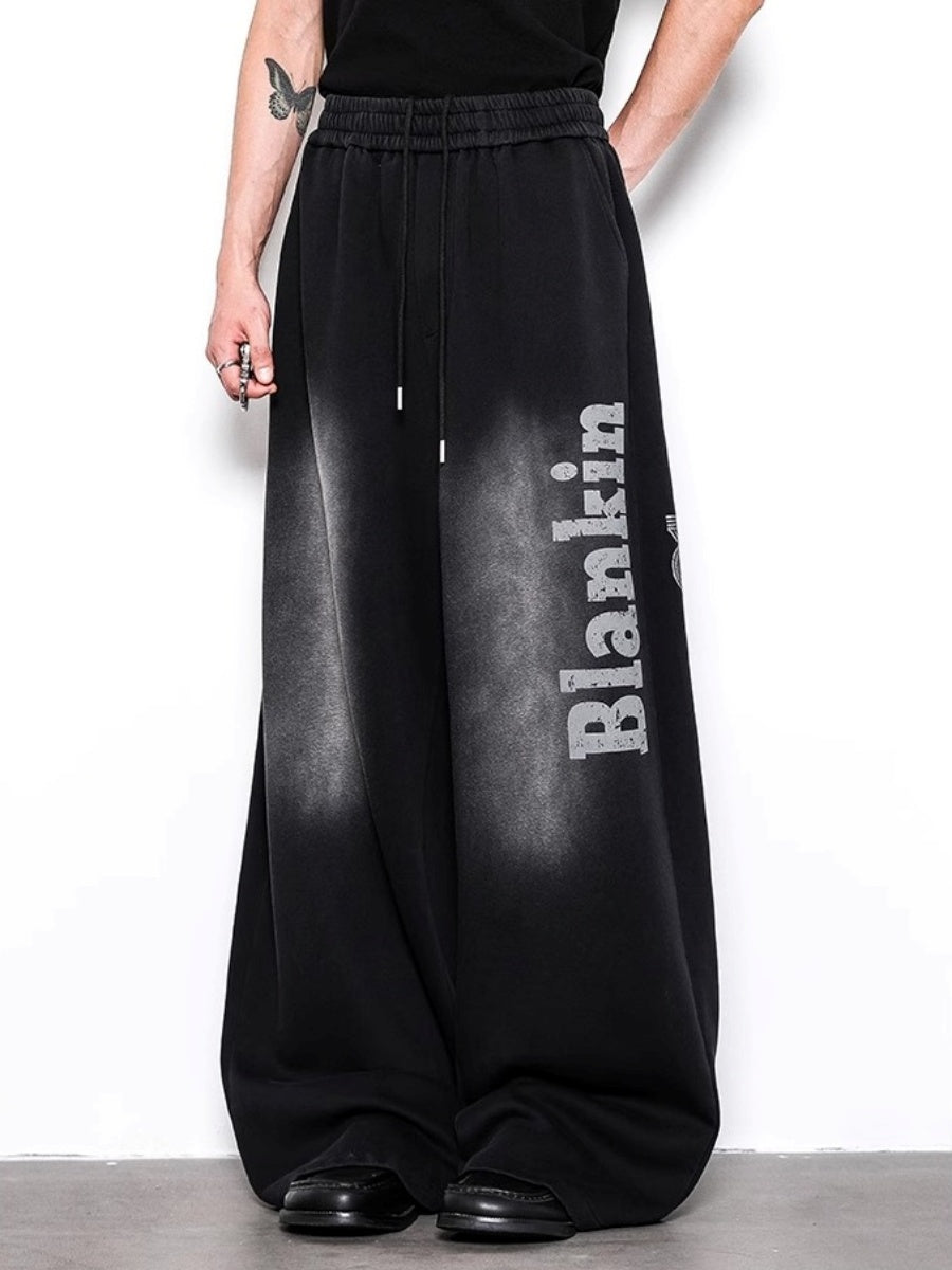 Washed Wide-leg Scimitar Logo Casual Pants BL1030