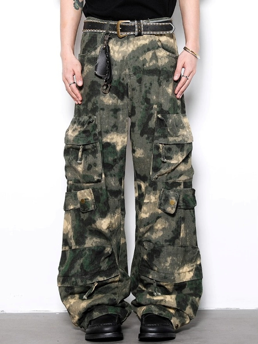 Wide Straight Camouflage Cargo Pants BL1027