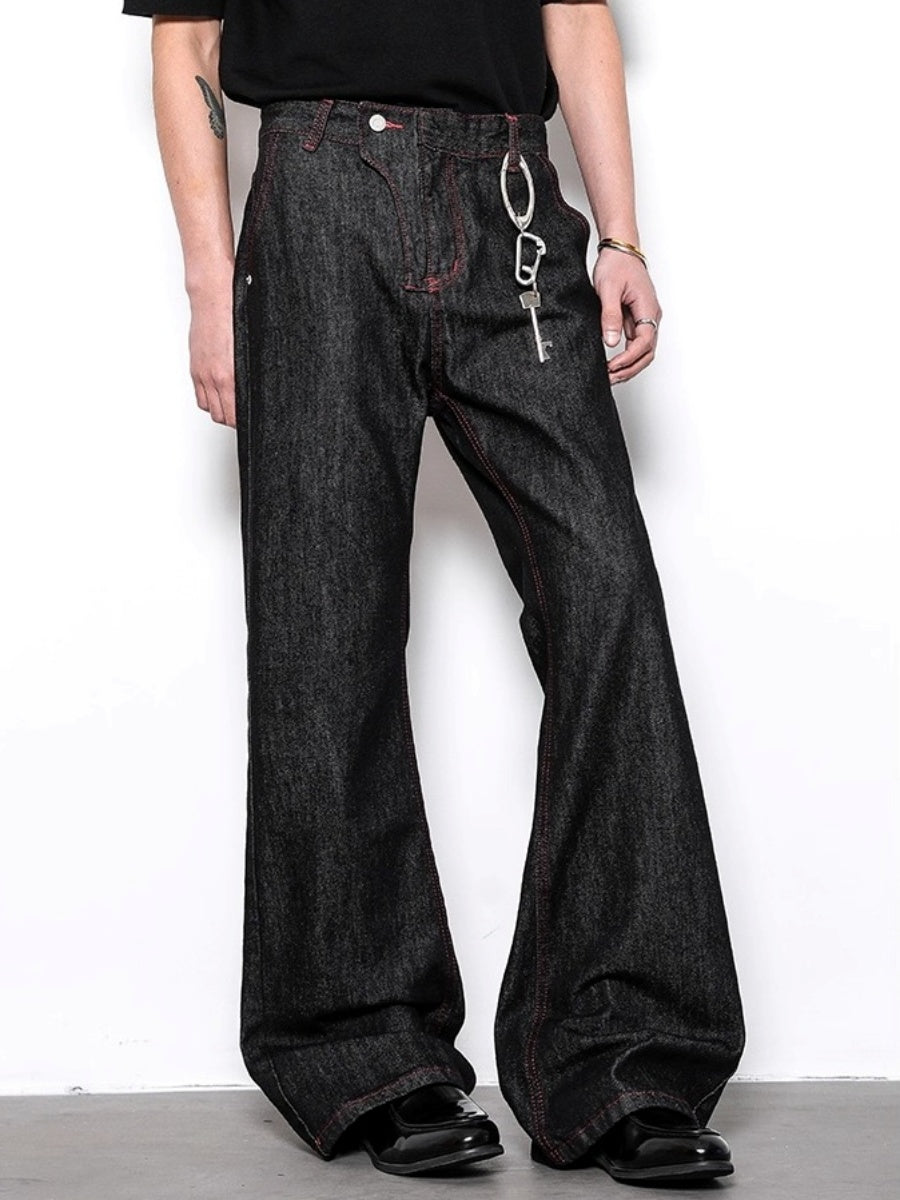 Red-trimmed Stitch Curve Jeans BL1012