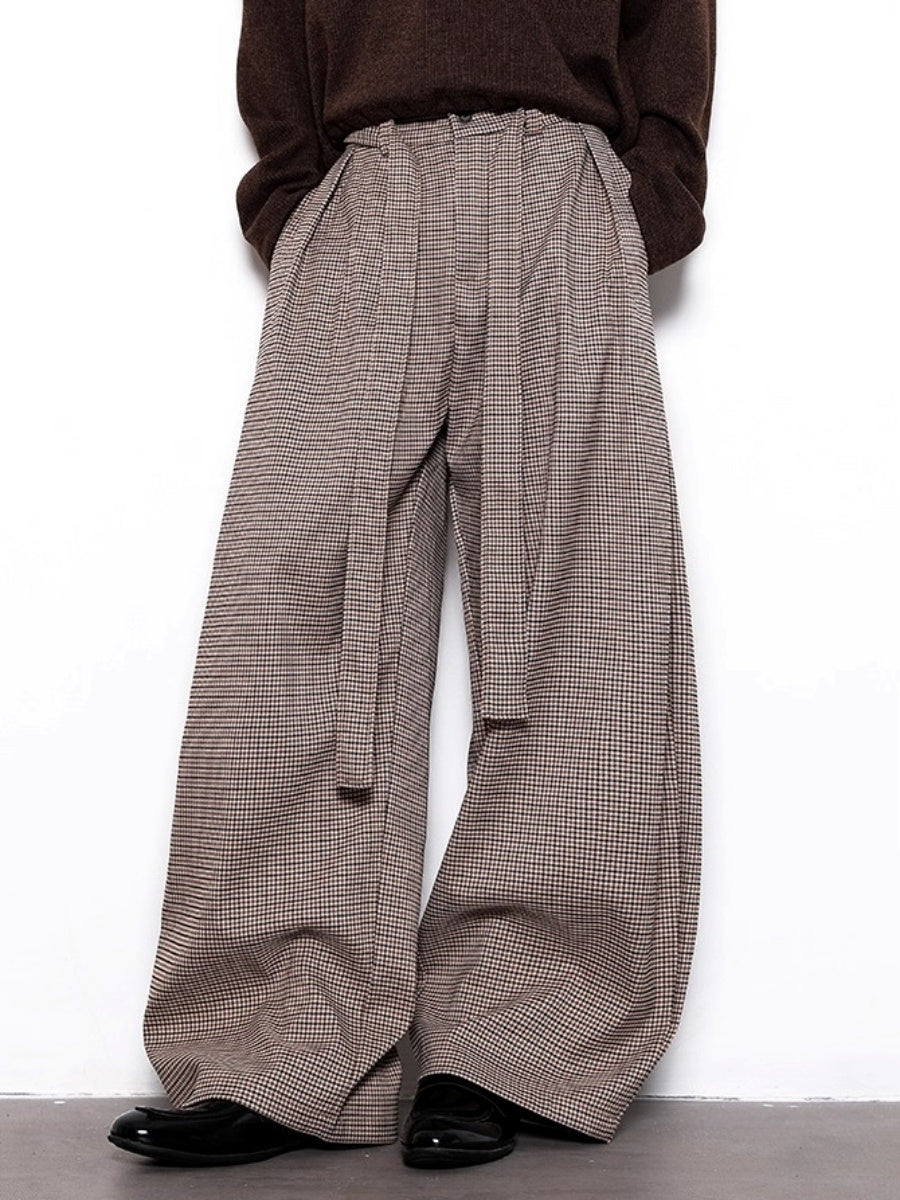 Houndstooth Relaxed Wide-leg Pants BL1029