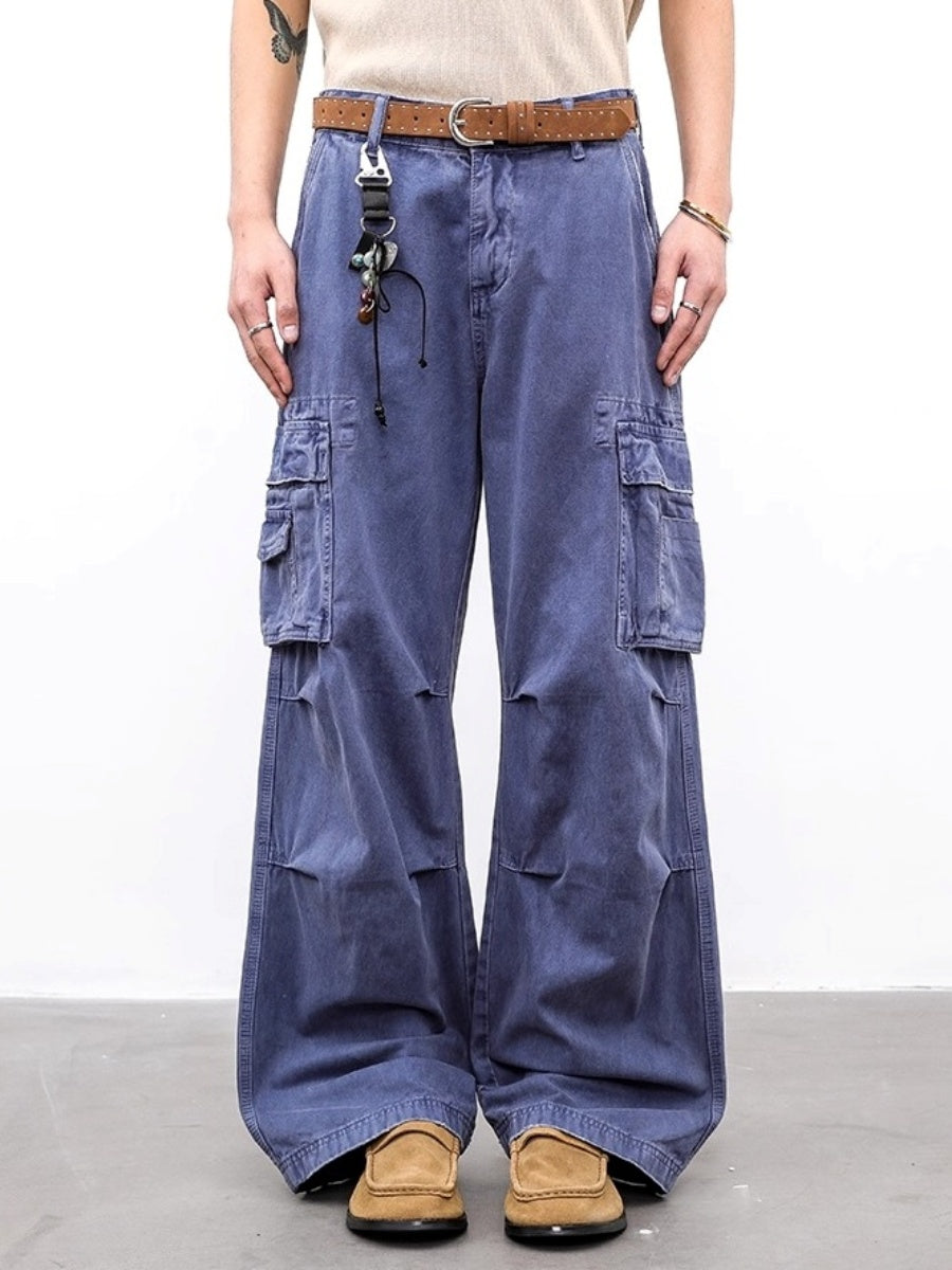Vintage Wash Wide-leg Cargo Pants BL1007