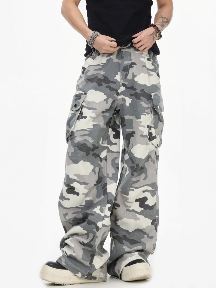 Camouflage Loose Straight Cargo Pants IN7067