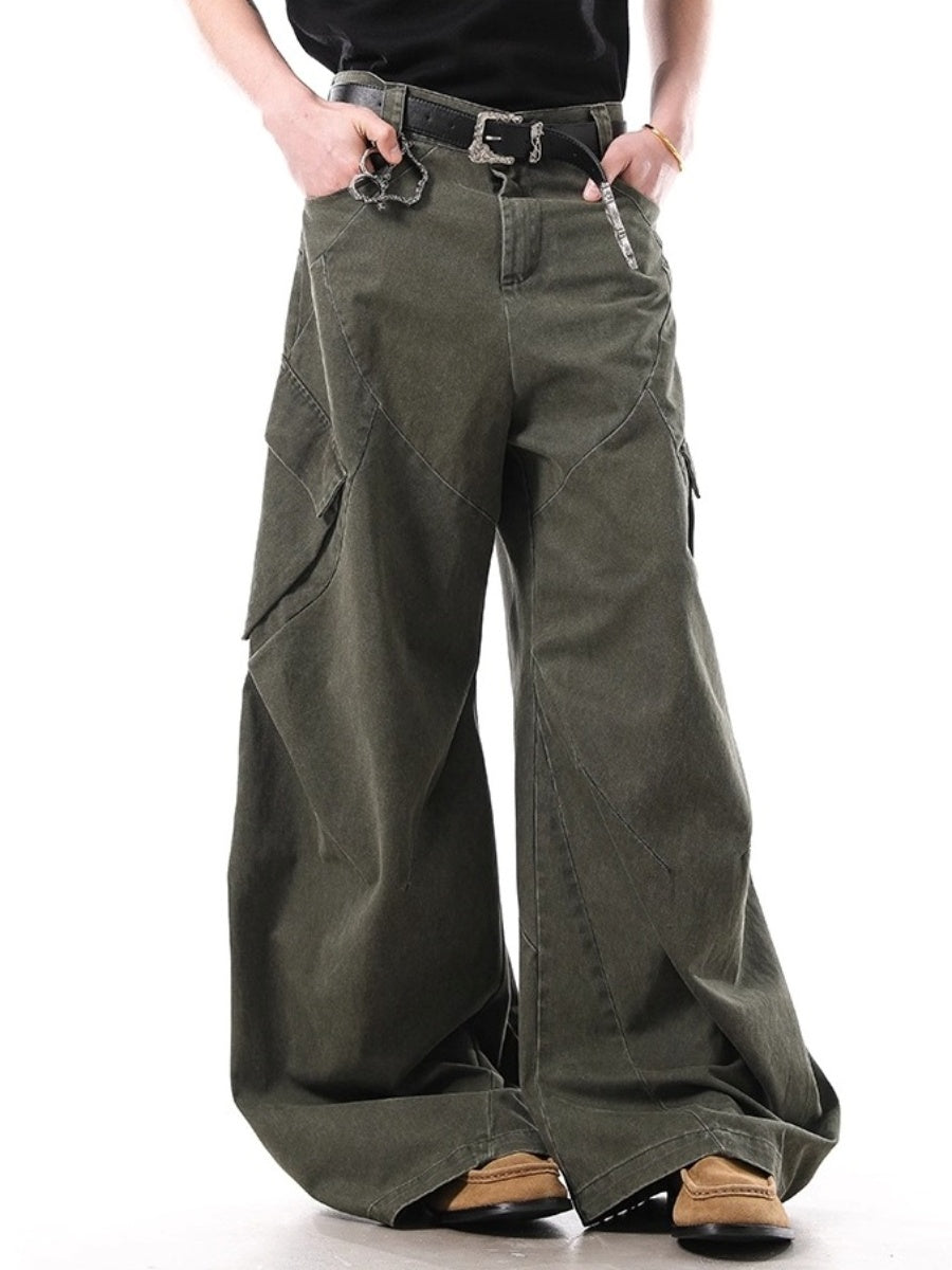 Switching Casual Loose Cargo Curve Pants BL1020