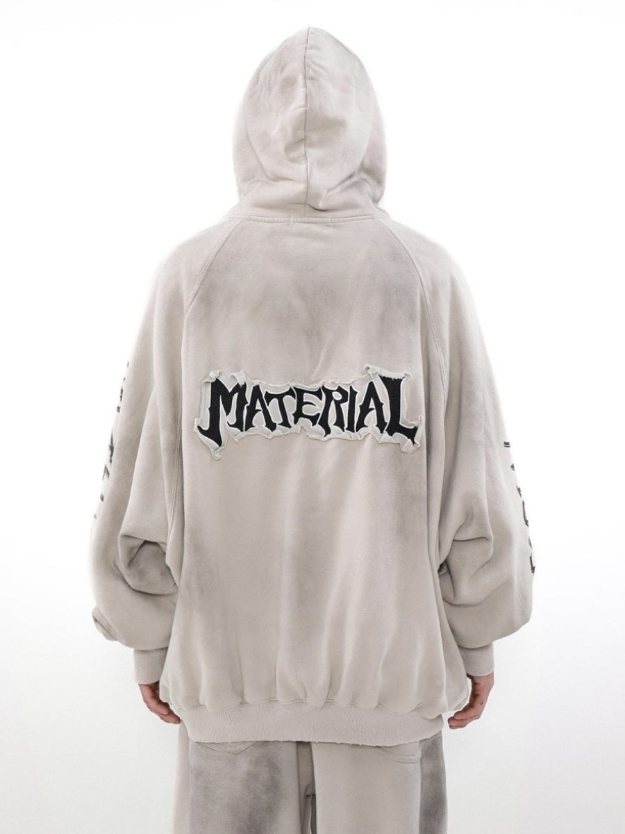 Vintage Mud Dyed Distressed ZIP-Up Hooded Sweat MR027